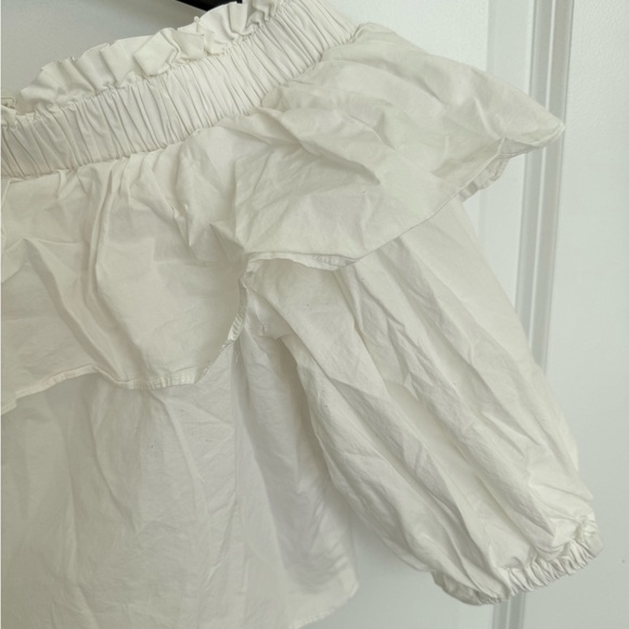 French-Style White Off-Shoulder Ruffle Top – Size S - Picture 3 of 5